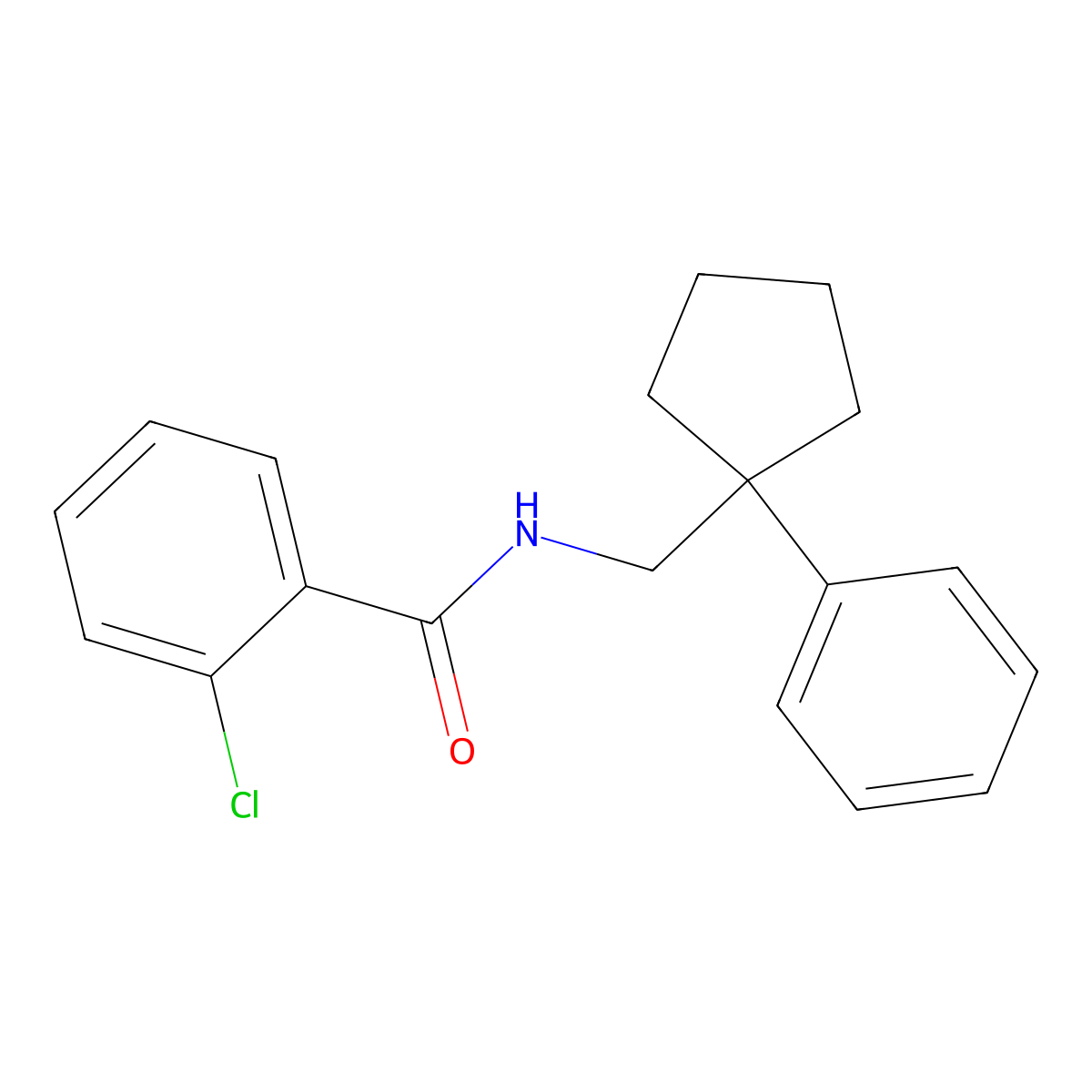 2-chloro-N-[(1-phenylcyclopentyl)methyl]benzamide molecular structure, CAS 354771-09-8