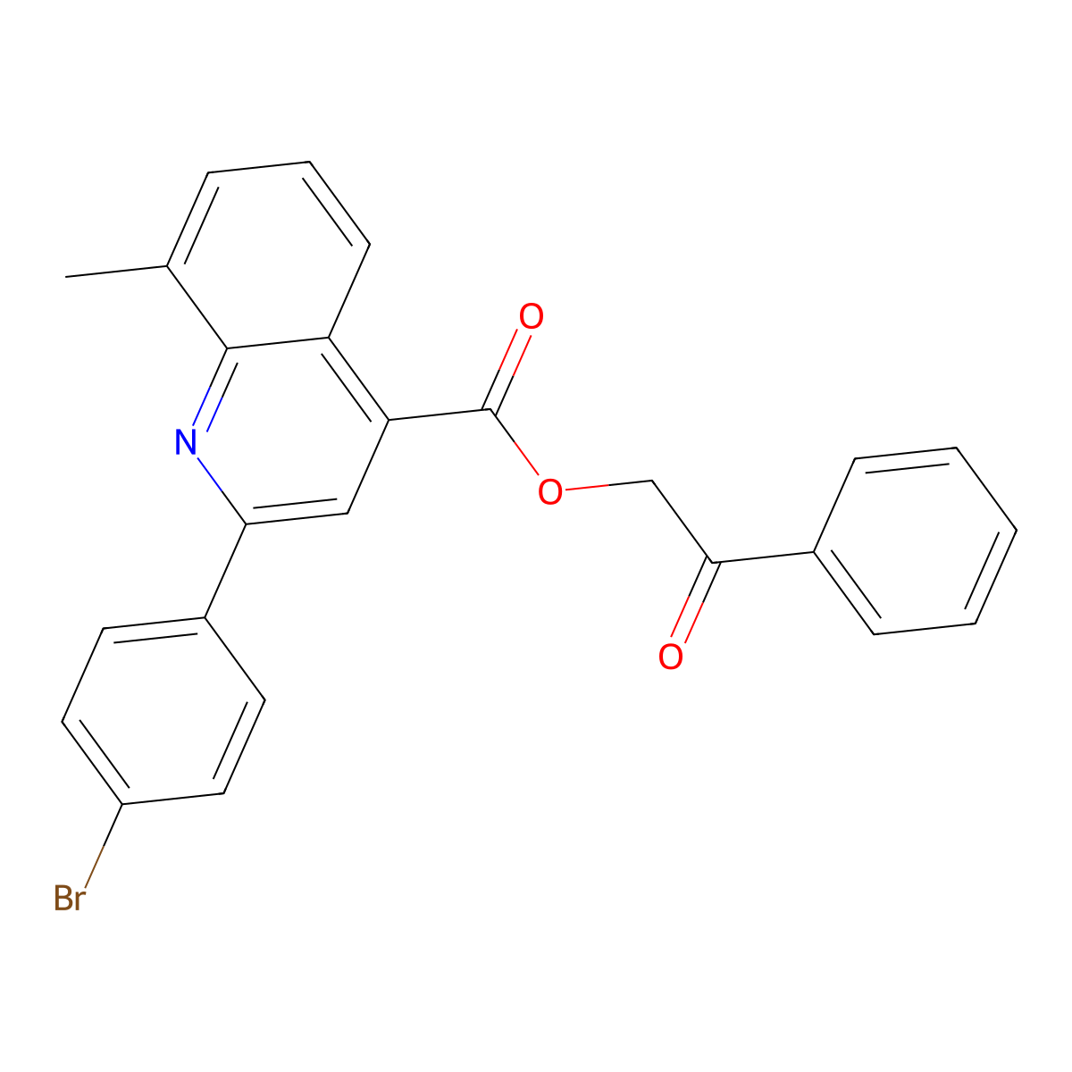 2-Oxo-2-phenylethyl 2-(4-bromophenyl)-8-methyl-4-quinolinecarboxylate molecular structure, CAS 354772-98-8