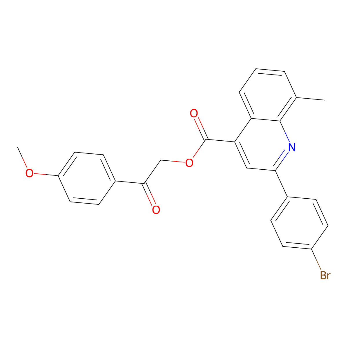 2-(4-Methoxyphenyl)-2-oxoethyl 2-(4-bromophenyl)-8-methyl-4-quinolinecarboxylate molecular structure, CAS 354773-08-3