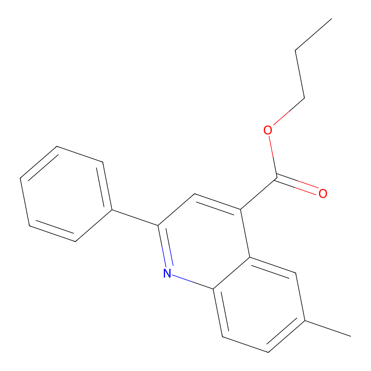 Propyl 6-methyl-2-phenylquinoline-4-carboxylate molecular structure, CAS 354773-10-7