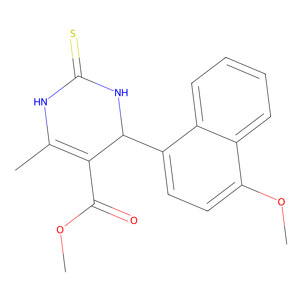 Methyl 4-(4-methoxy-1-naphthyl)-6-methyl-2-thioxo-1,2,3,4-tetrahydro-5-pyrimidinecarboxylate molecular structure, CAS 354775-84-1