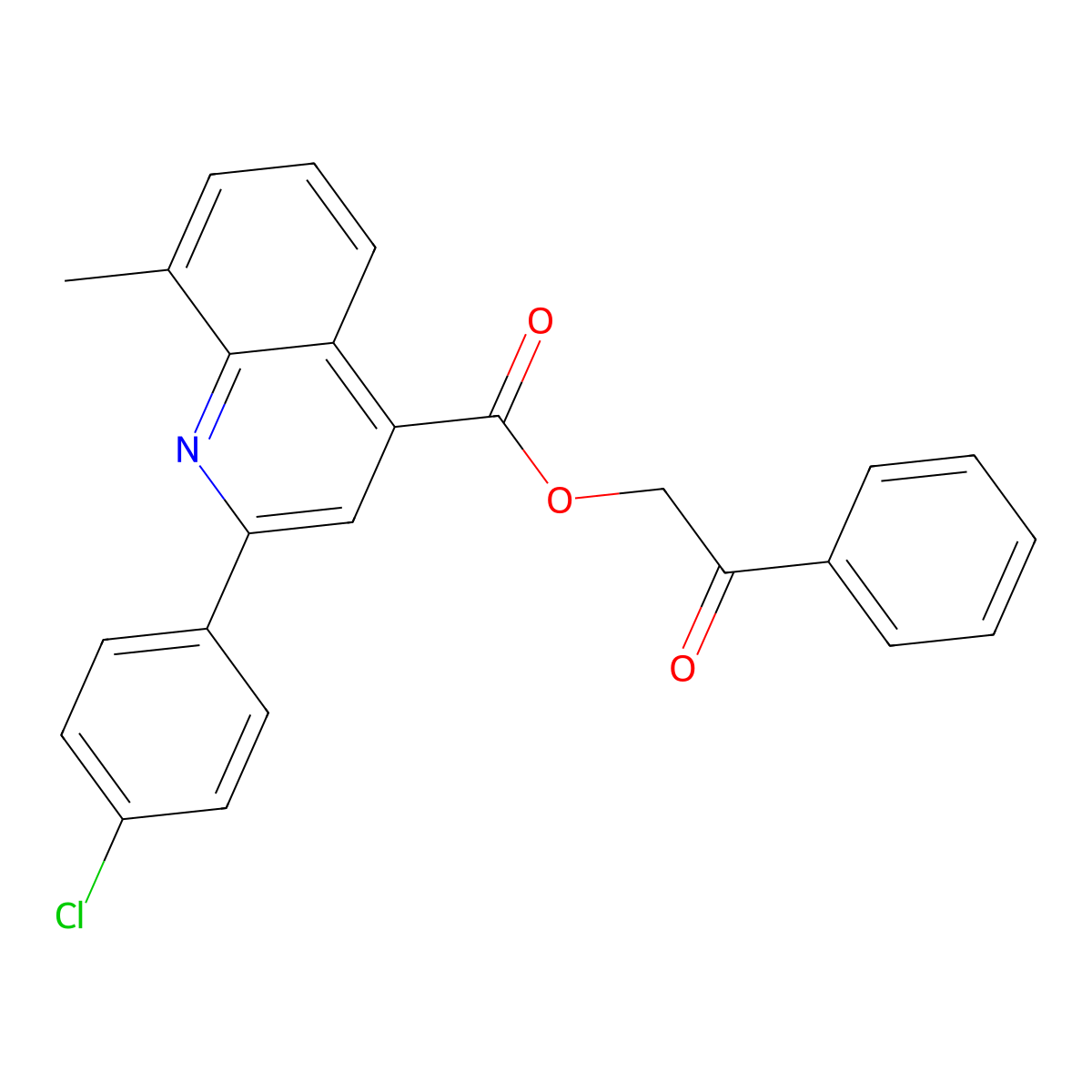 Phenacyl 2-(4-chlorophenyl)-8-methylquinoline-4-carboxylate molecular structure, CAS 354777-07-4