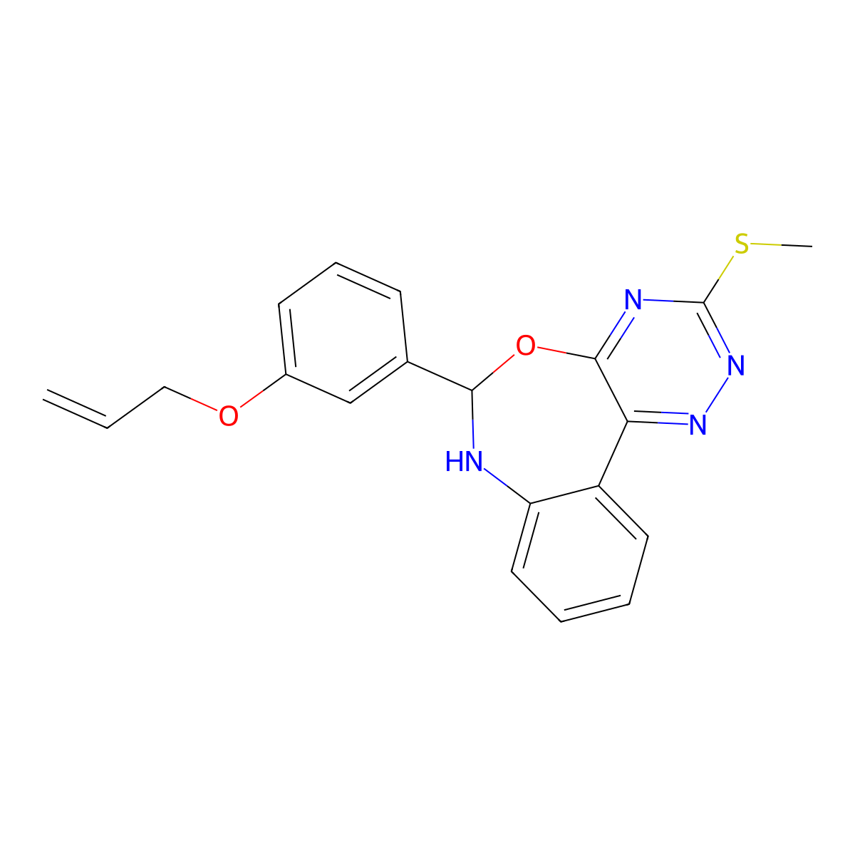 6-[3-(Allyloxy)phenyl]-3-(methylsulfanyl)-6,7-dihydro[1,2,4]triazino[5,6-d][3,1]benzoxazepine molecular structure, CAS 354777-14-3