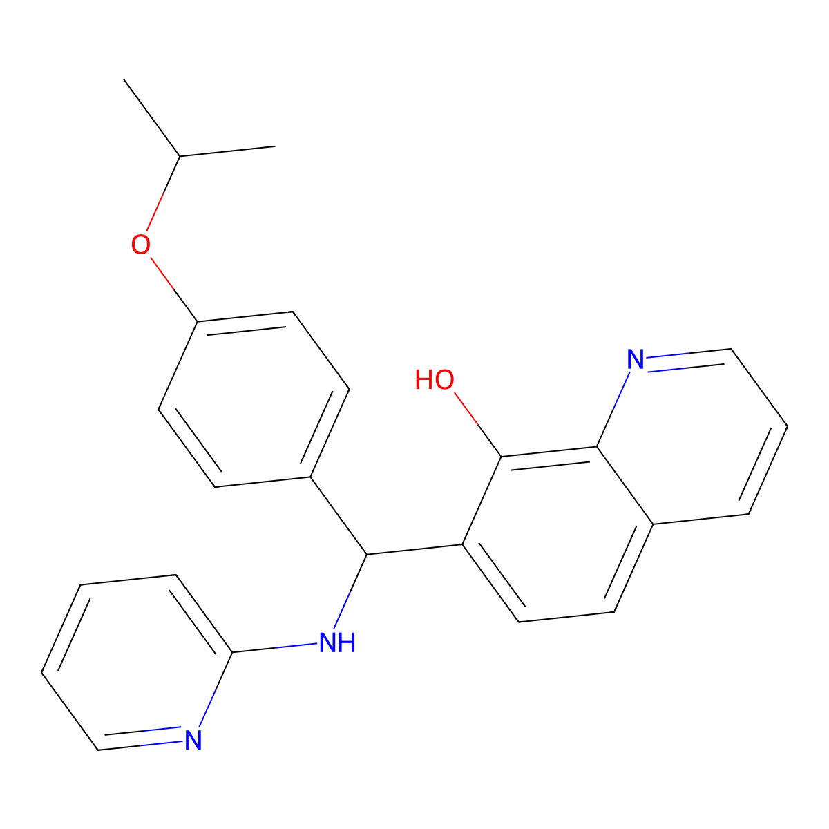 7-[(4-Propan-2-yloxyphenyl)-(pyridin-2-ylamino)methyl]quinolin-8-ol molecular structure, CAS 354778-12-4