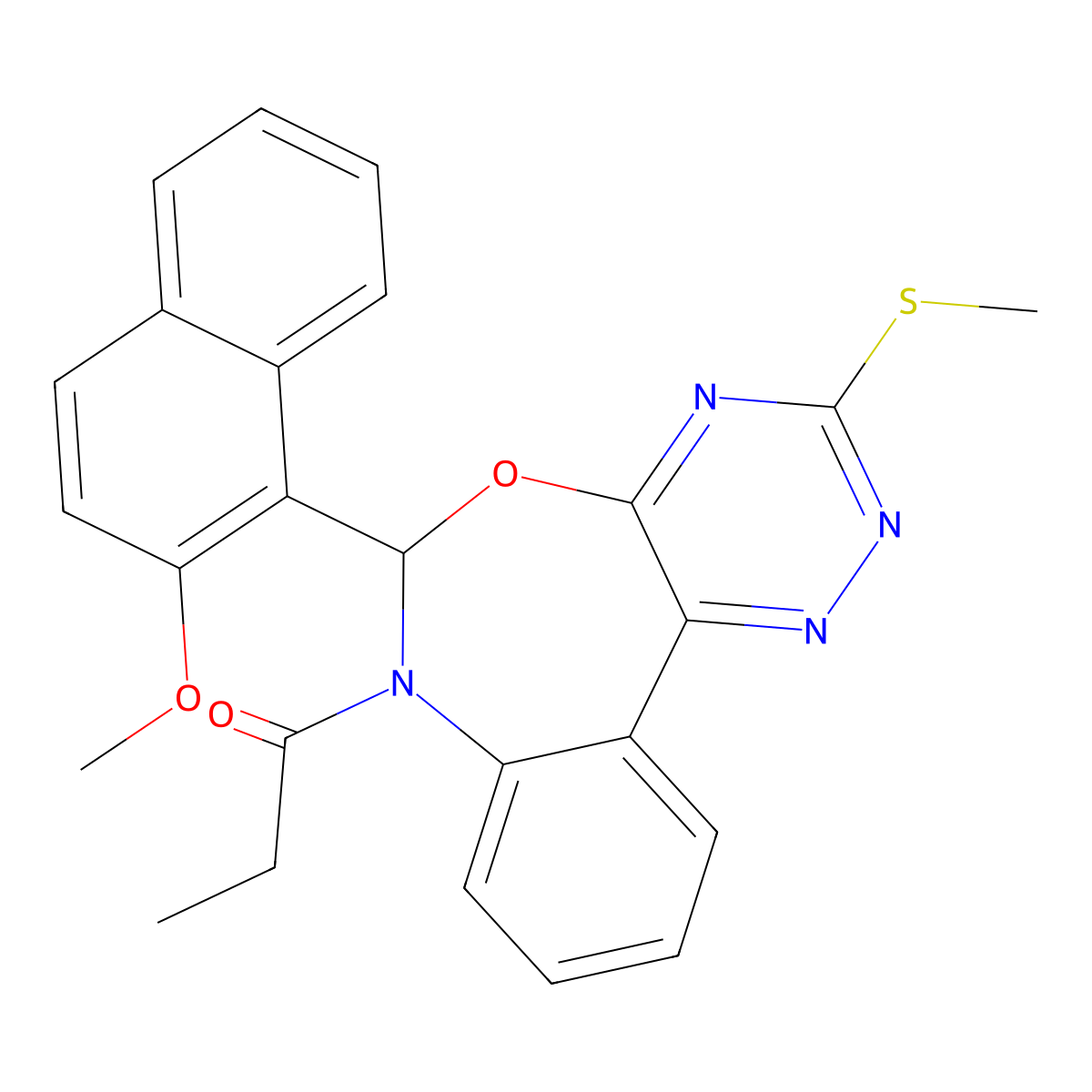 1-[6-(2-methoxynaphthalen-1-yl)-3-methylsulfanyl-6H-[1,2,4]triazino[5,6-d][3,1]benzoxazepin-7-yl]propan-1-one molecular structure, CAS 354778-15-7
