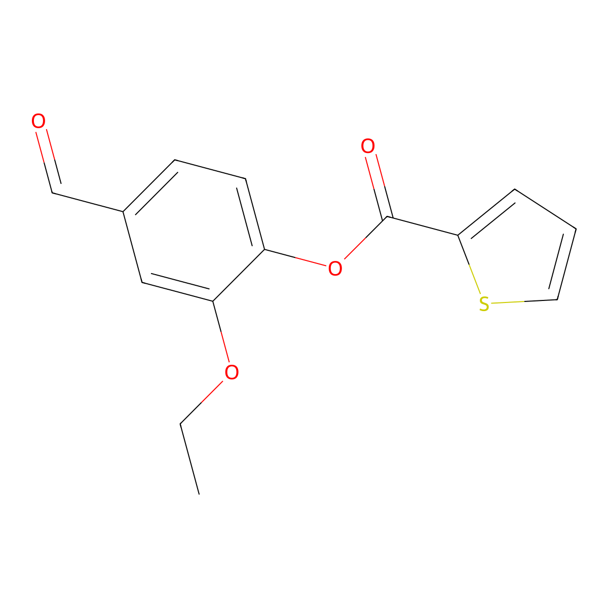 2-Ethoxy-4-formylphenyl thiophene-2-carboxylate molecular structure, CAS 354781-43-4