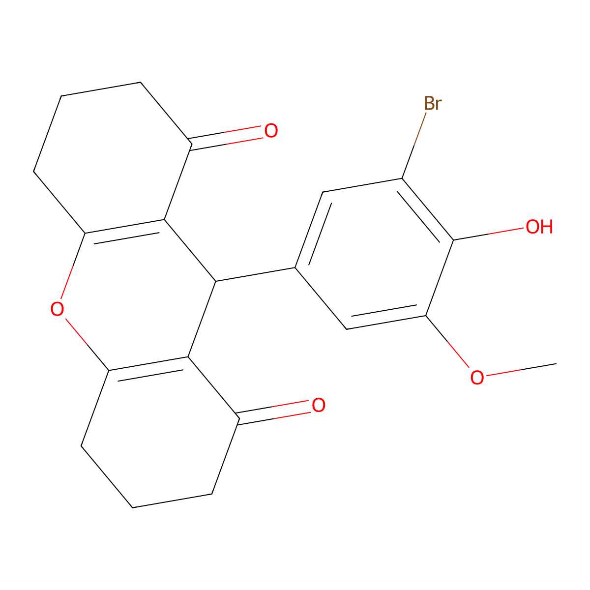 9-(3-bromo-4-hydroxy-5-methoxyphenyl)-3,4,5,6,7,9-hexahydro-1H-xanthene-1,8(2H)-dione molecular structure, CAS 354781-74-1