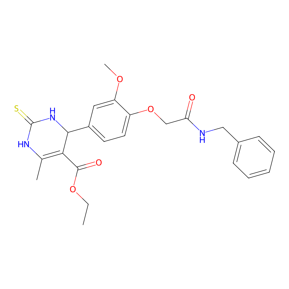 ethyl 4-[4-[2-(benzylamino)-2-oxoethoxy]-3-methoxyphenyl]-6-methyl-2-sulfanylidene-3,4-dihydro-1H-pyrimidine-5-carboxylate molecular structure, CAS 354781-85-4