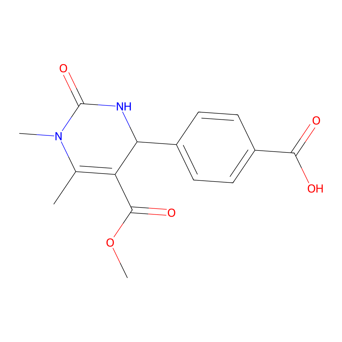 4-(5-(Methoxycarbonyl)-1,6-dimethyl-2-oxo-1,2,3,4-tetrahydropyrimidin-4-yl)benzoic acid molecular structure, CAS 354782-09-5
