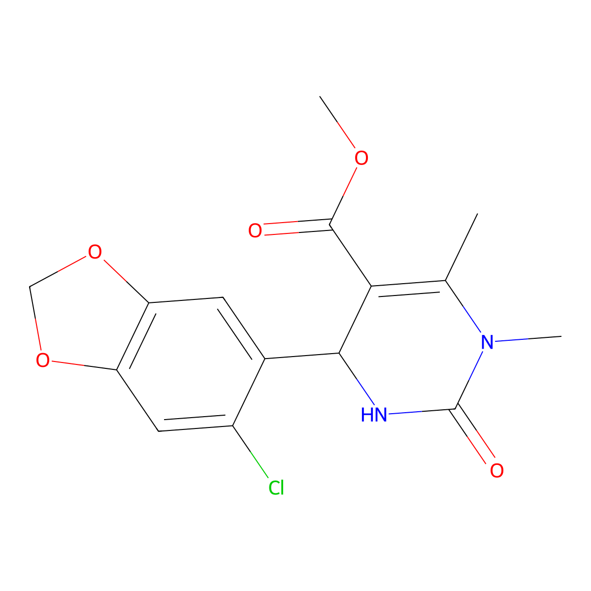 Methyl 6-(6-chloro-1,3-benzodioxol-5-yl)-3,4-dimethyl-2-oxo-1,6-dihydropyrimidine-5-carboxylate molecular structure, CAS 354783-88-3