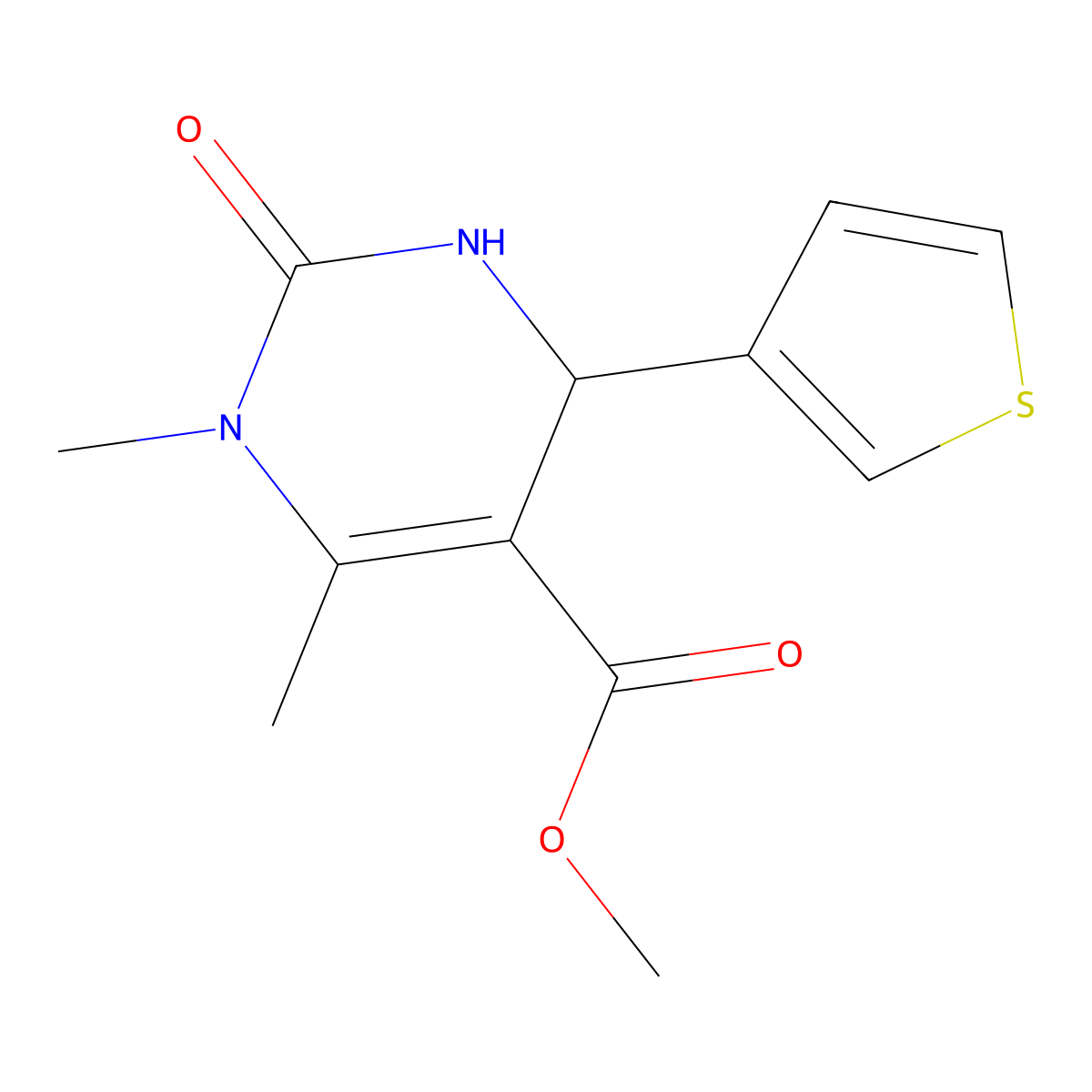 Methyl 1,6-dimethyl-2-oxo-4-(3-thienyl)-1,2,3,4-tetrahydro-5-pyrimidinecarboxylate molecular structure, CAS 354784-67-1