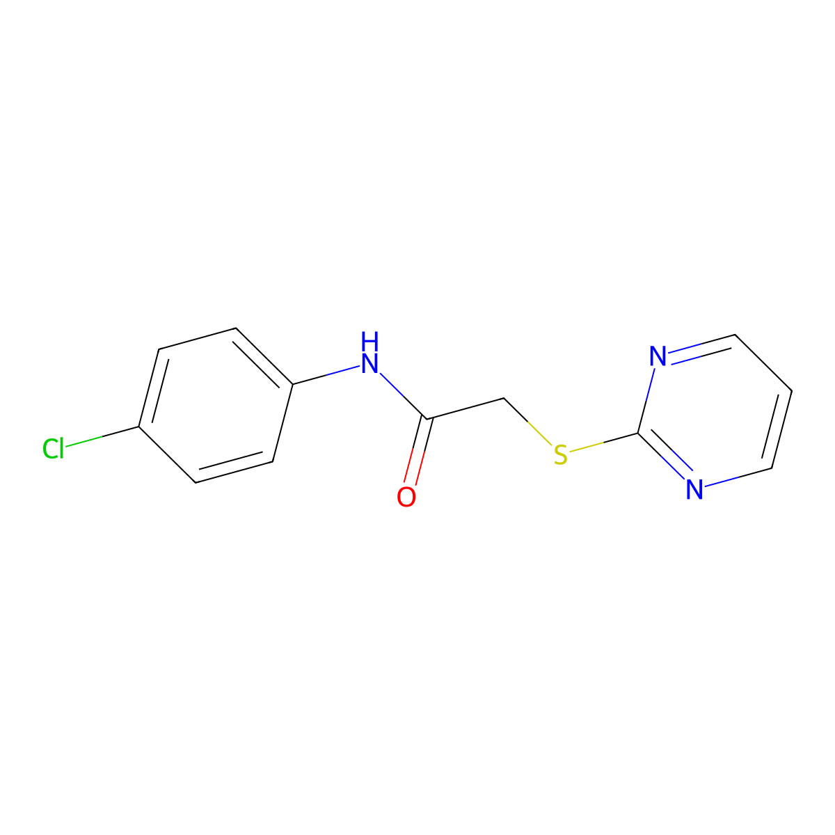 N-(4-chlorophenyl)-2-(2-pyrimidinylsulfanyl)acetamide molecular structure, CAS 354785-71-0