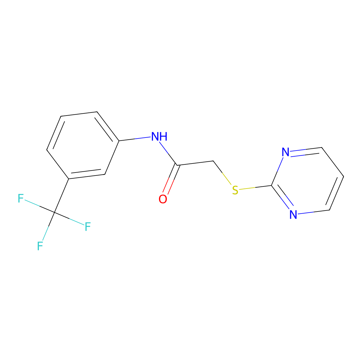 2-pyrimidin-2-ylsulfanyl-N-[3-(trifluoromethyl)phenyl]acetamide molecular structure, CAS 354785-74-3