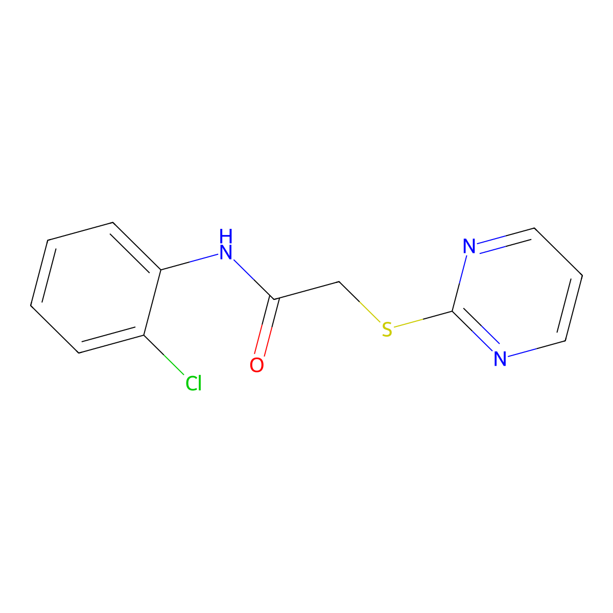 N-(2-chlorophenyl)-2-pyrimidin-2-ylsulfanylacetamide molecular structure, CAS 354785-77-6