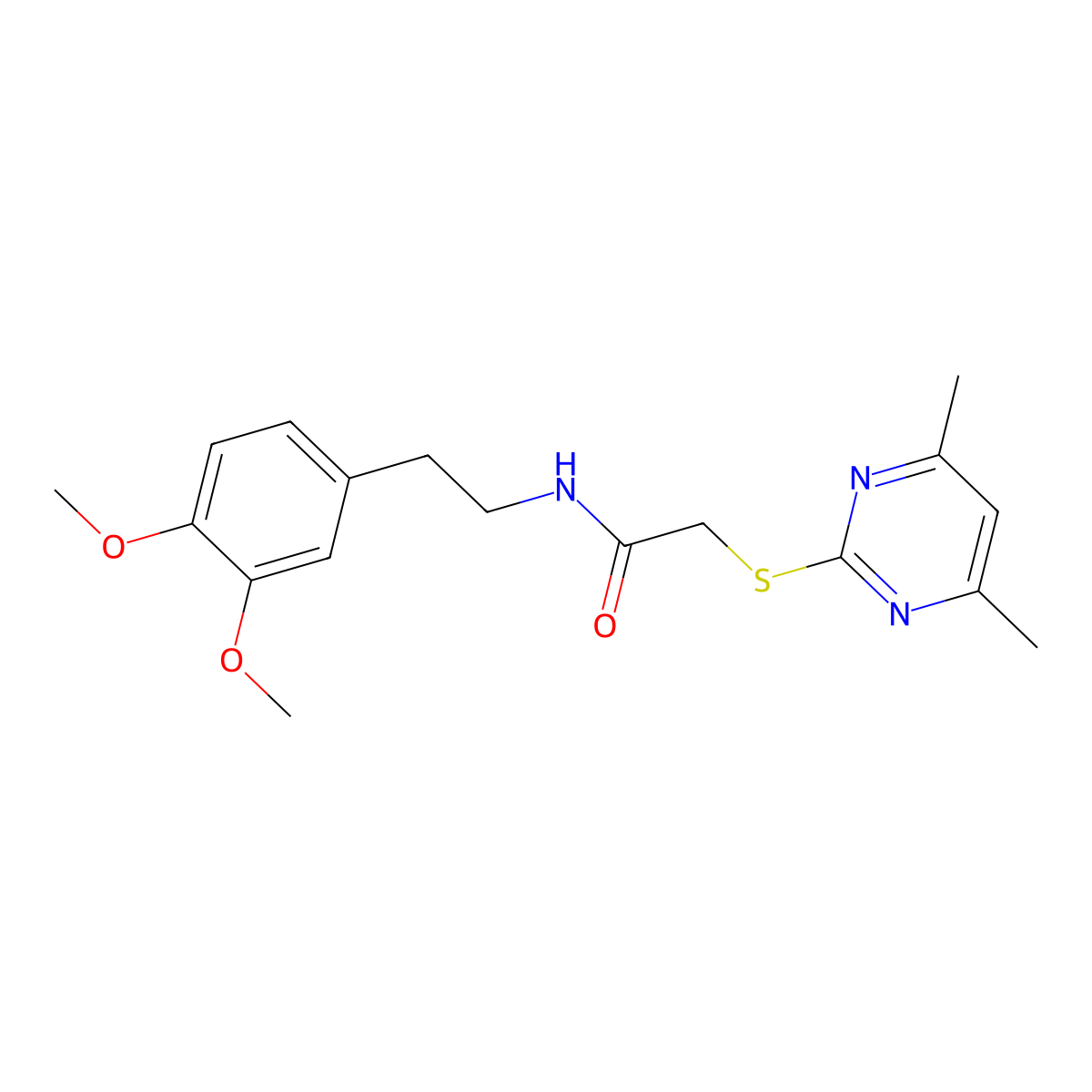 N-[2-(3,4-dimethoxyphenyl)ethyl]-2-(4,6-dimethylpyrimidin-2-yl)sulfanylacetamide molecular structure, CAS 354785-95-8