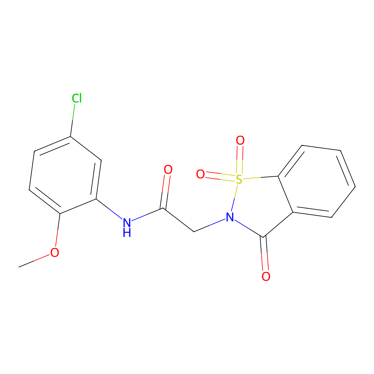 N-(5-chloro-2-methoxyphenyl)-2-(1,1-dioxido-3-oxo-1,2-benzisothiazol-2(3H)-yl)acetamide molecular structure, CAS 354785-98-1