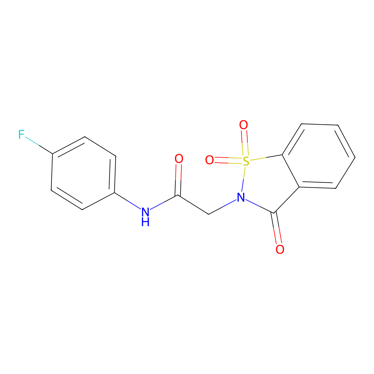 2-(1,1-dioxido-3-oxo-1,2-benzothiazol-2(3H)-yl)-N-(4-fluorophenyl)acetamide molecular structure, CAS 354786-05-3