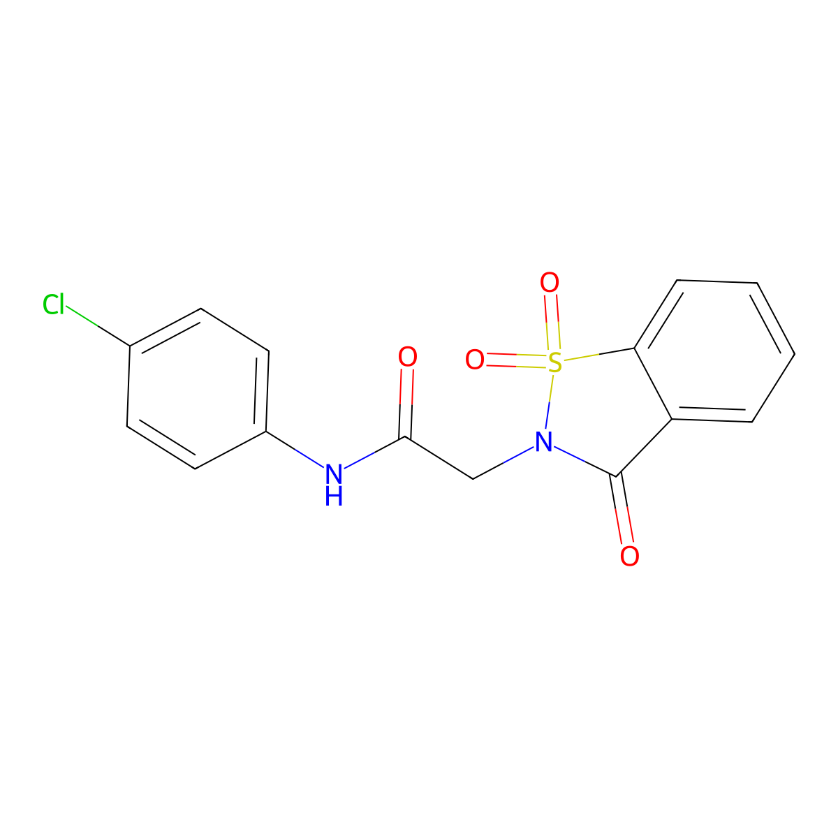 N-(4-chlorophenyl)-2-(1,1-dioxido-3-oxo-1,2-benzisothiazol-2(3H)-yl)acetamide molecular structure, CAS 354786-08-6