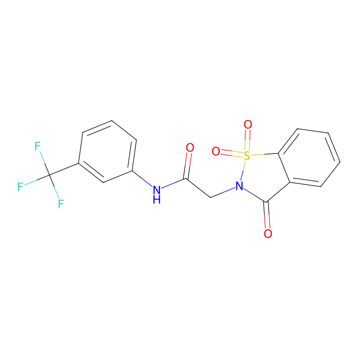 2-(1,1-dioxido-3-oxo-1,2-benzisothiazol-2(3H)-yl)-N-[3-(trifluoromethyl)phenyl]acetamide molecular structure, CAS 354786-10-0