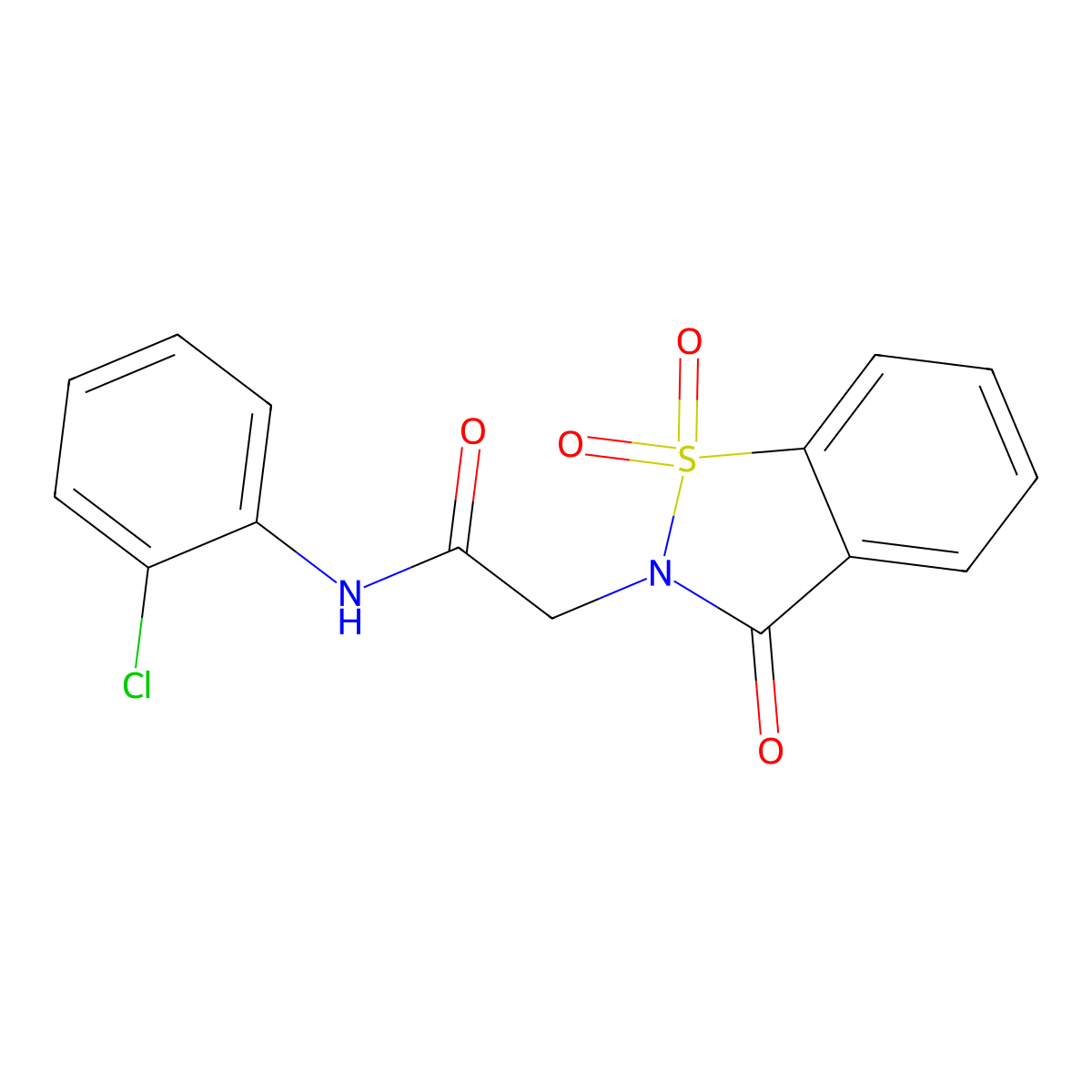 N-(2-chlorophenyl)-2-(1,1-dioxido-3-oxo-1,2-benzothiazol-2(3H)-yl)acetamide molecular structure, CAS 354786-13-3
