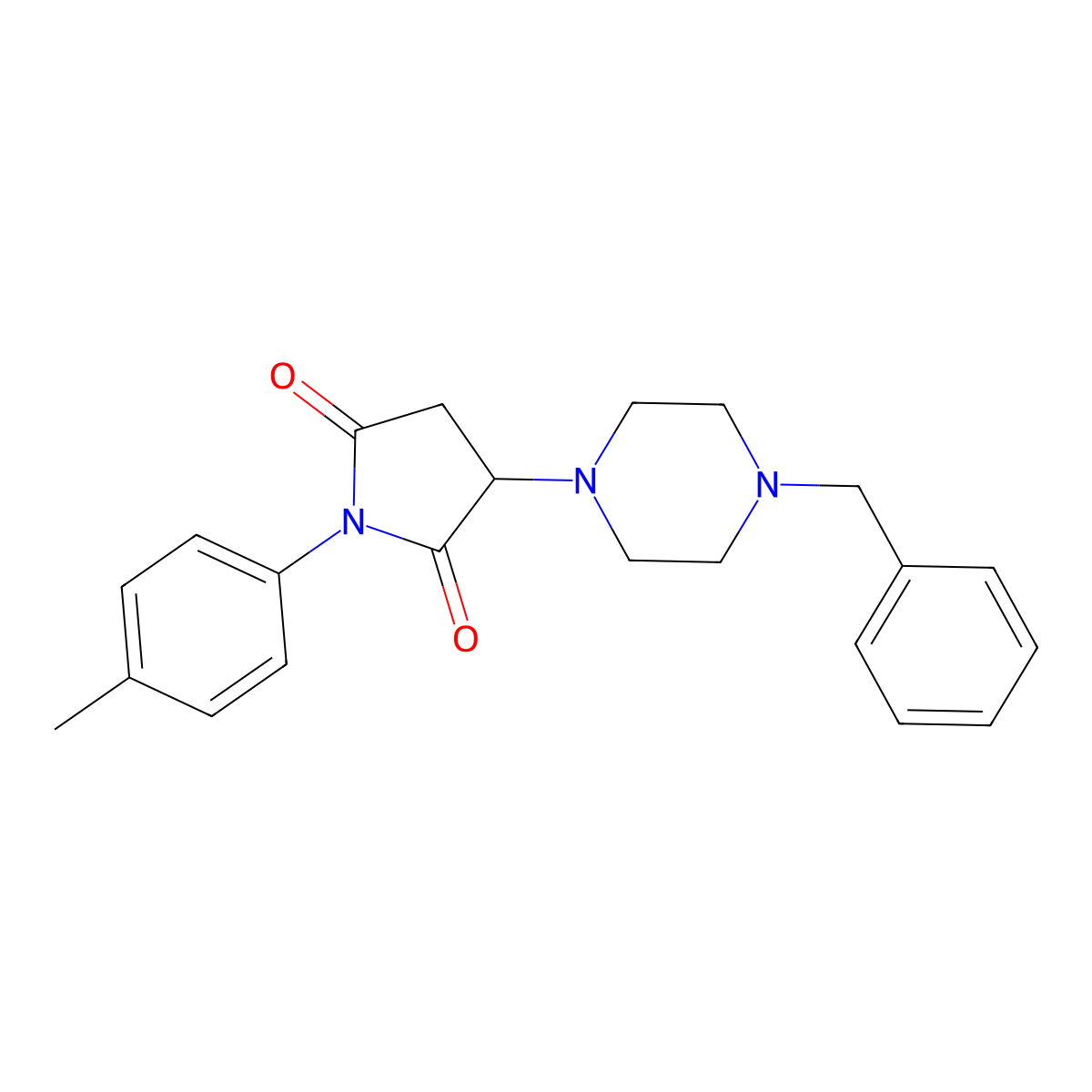 3-(4-Benzylpiperazin-1-yl)-1-(4-methylphenyl)pyrrolidine-2,5-dione molecular structure, CAS 354786-18-8