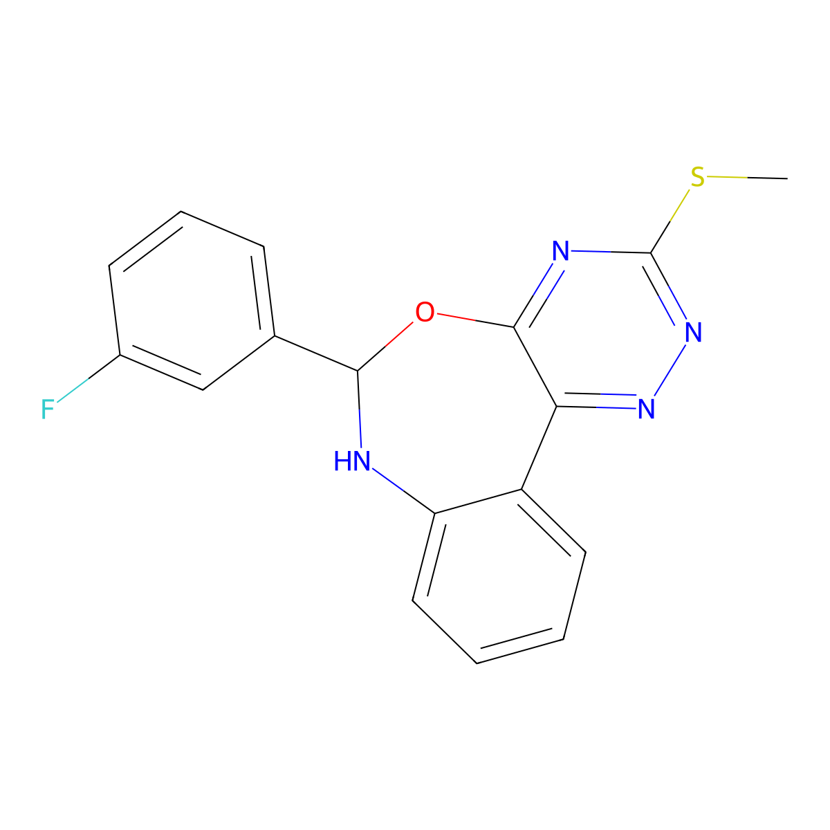 6-(3-Fluorophenyl)-3-methylsulfanyl-6,7-dihydro-[1,2,4]triazino[5,6-d][3,1]benzoxazepine molecular structure, CAS 354786-31-5