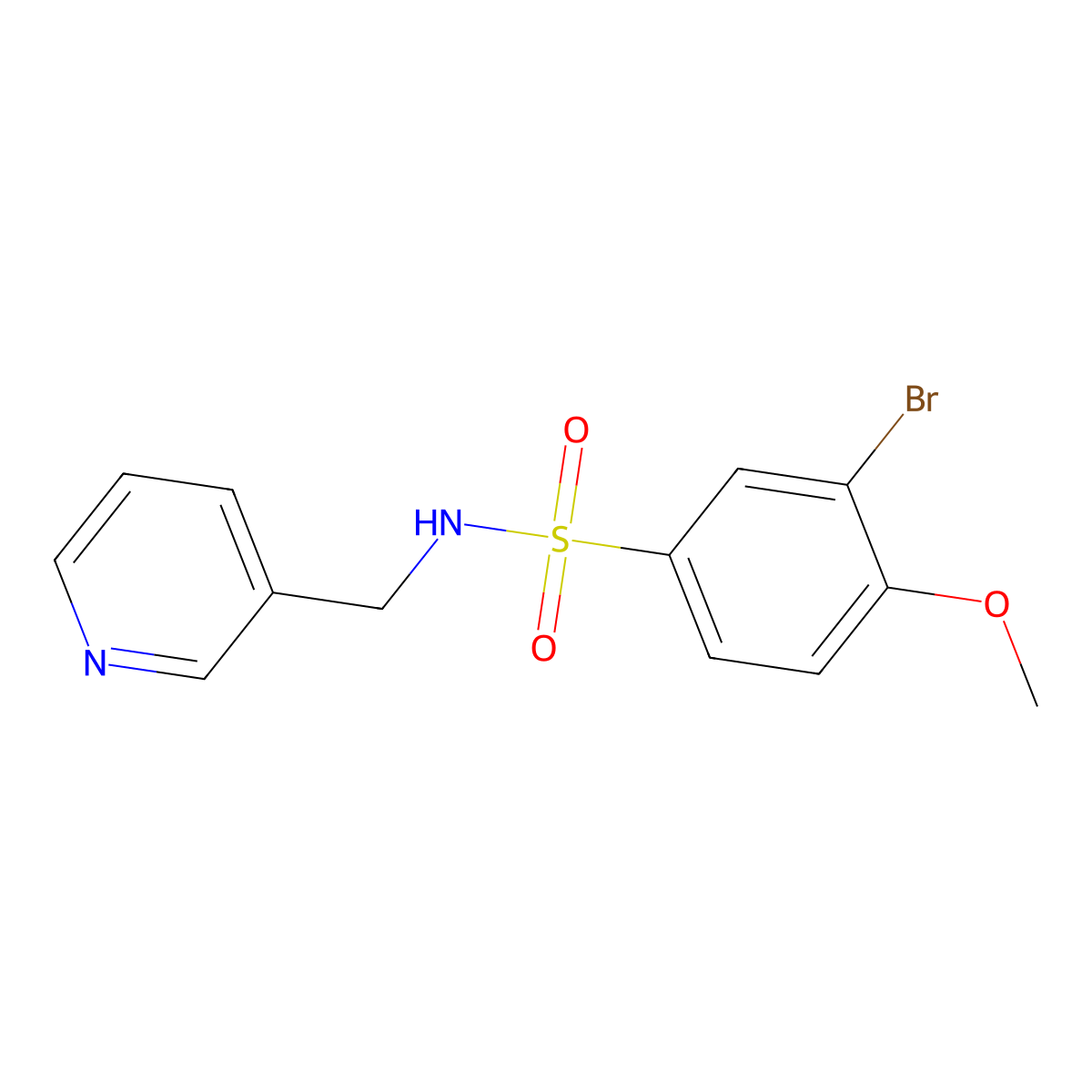 3-bromo-4-methoxy-N-(pyridin-3-ylmethyl)benzenesulfonamide molecular structure, CAS 354786-36-0