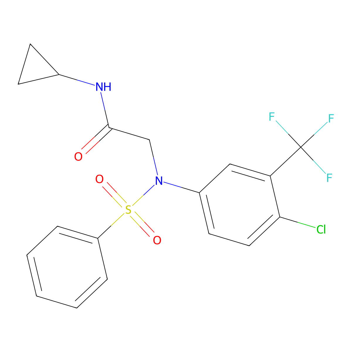 2-[N-(benzenesulfonyl)-4-chloro-3-(trifluoromethyl)anilino]-N-cyclopropylacetamide molecular structure, CAS 354786-59-7