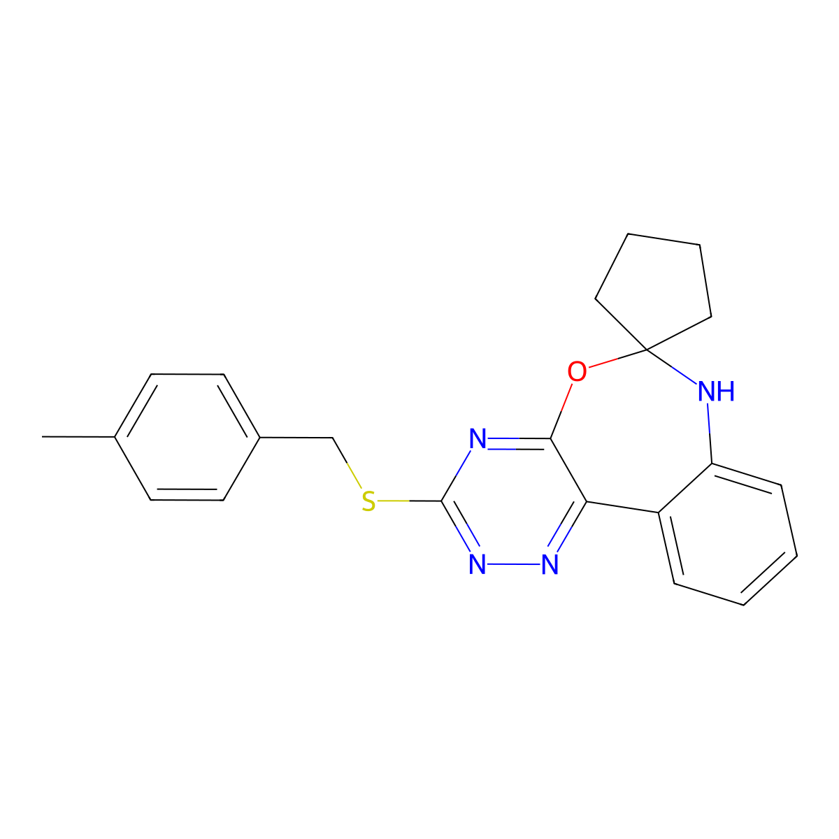 3-[(4-methylphenyl)methylsulfanyl]spiro[7H-[1,2,4]triazino[5,6-d][3,1]benzoxazepine-6,1'-cyclopentane] molecular structure, CAS 354786-62-2