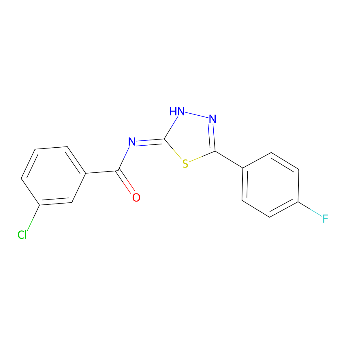 3-chloro-N-[5-(4-fluorophenyl)-1,3,4-thiadiazol-2-yl]benzamide molecular structure, CAS 354786-92-8