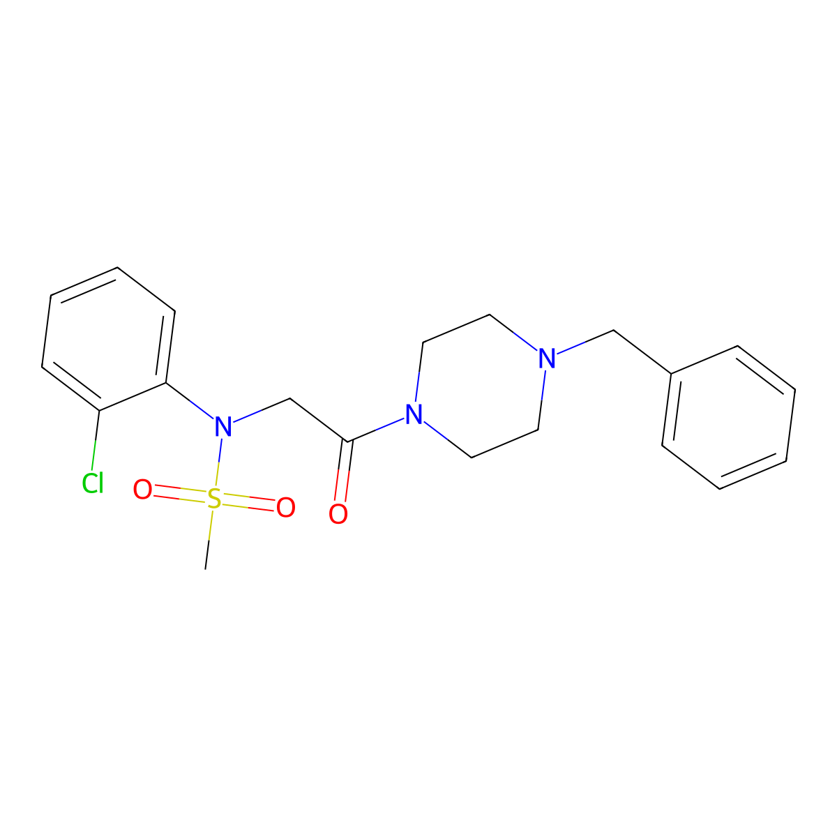 N-[2-(4-benzylpiperazin-1-yl)-2-oxoethyl]-N-(2-chlorophenyl)methanesulfonamide molecular structure, CAS 354786-98-4