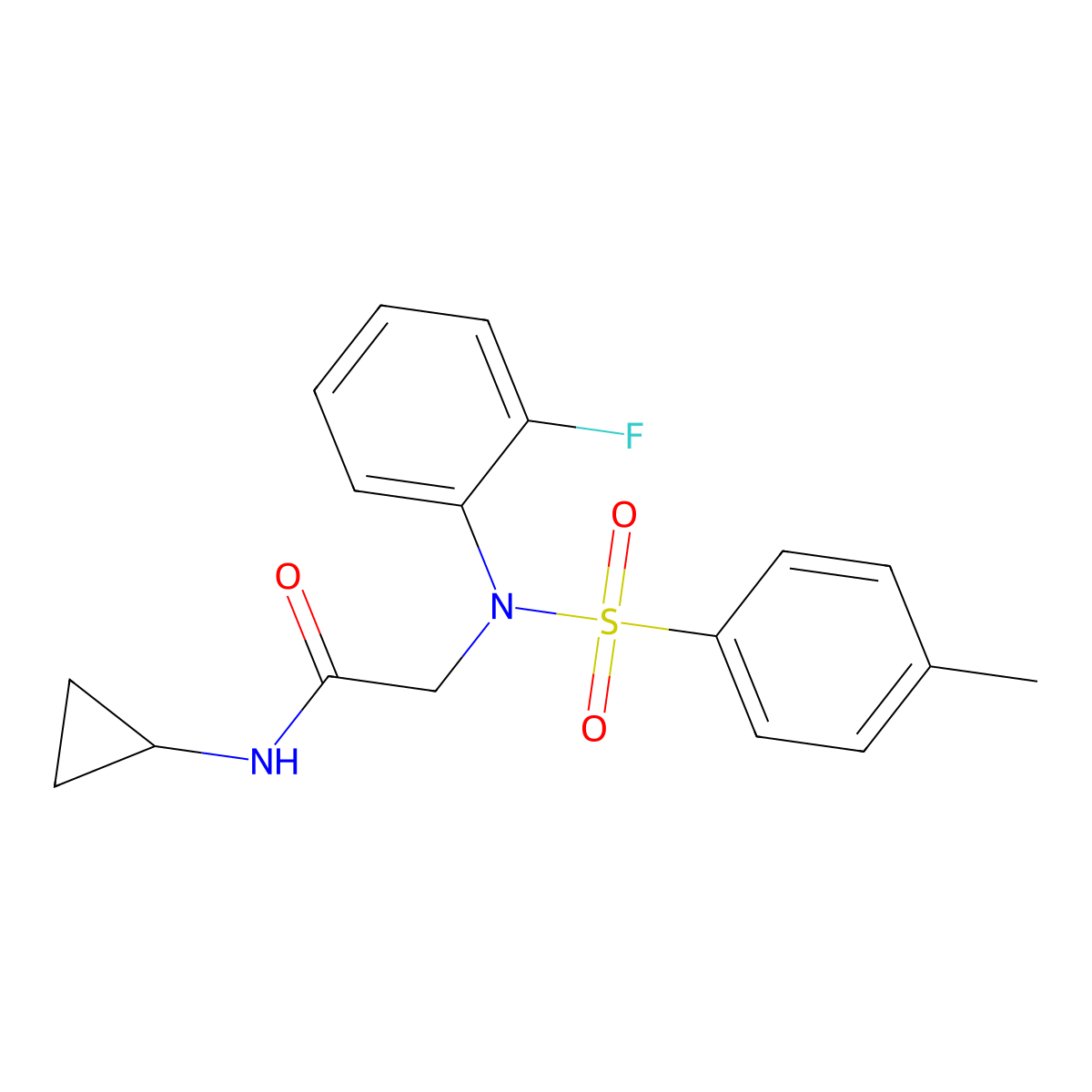 N-cyclopropyl-2-(2-fluoro-N-(4-methylphenyl)sulfonylanilino)acetamide molecular structure, CAS 354787-19-2