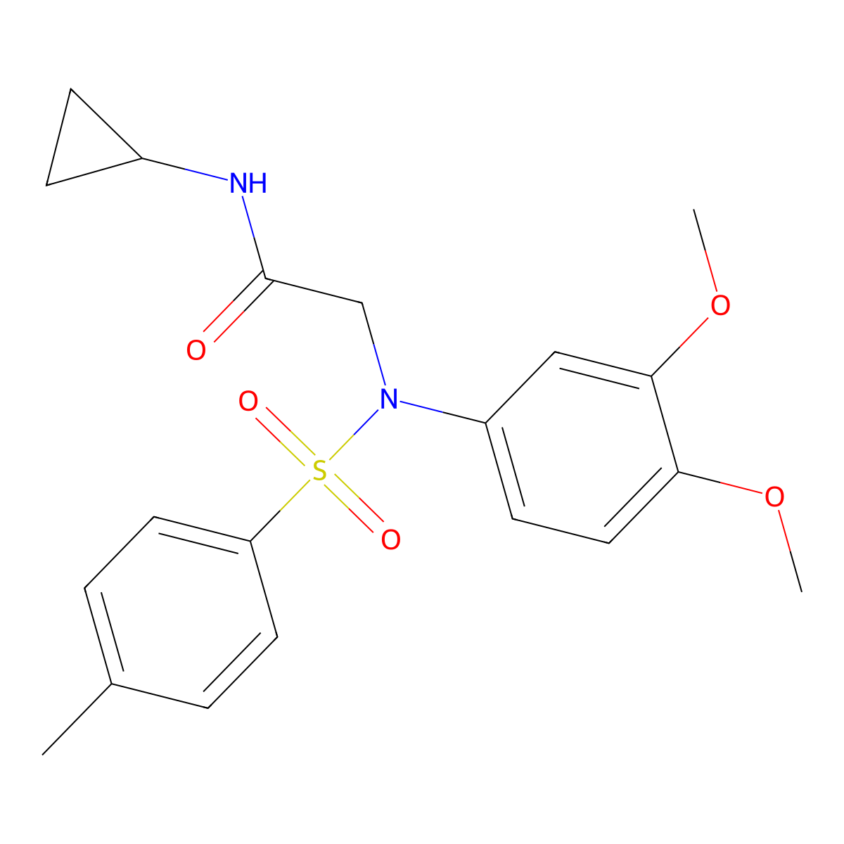 N-cyclopropyl-2-(3,4-dimethoxy-N-(4-methylphenyl)sulfonylanilino)acetamide molecular structure, CAS 354787-34-1