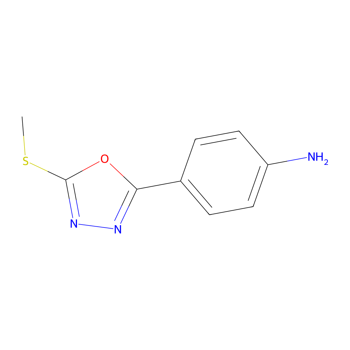 4-[5-(Methylsulfanyl)-1,3,4-oxadiazol-2-yl]aniline molecular structure, CAS 354788-98-0
