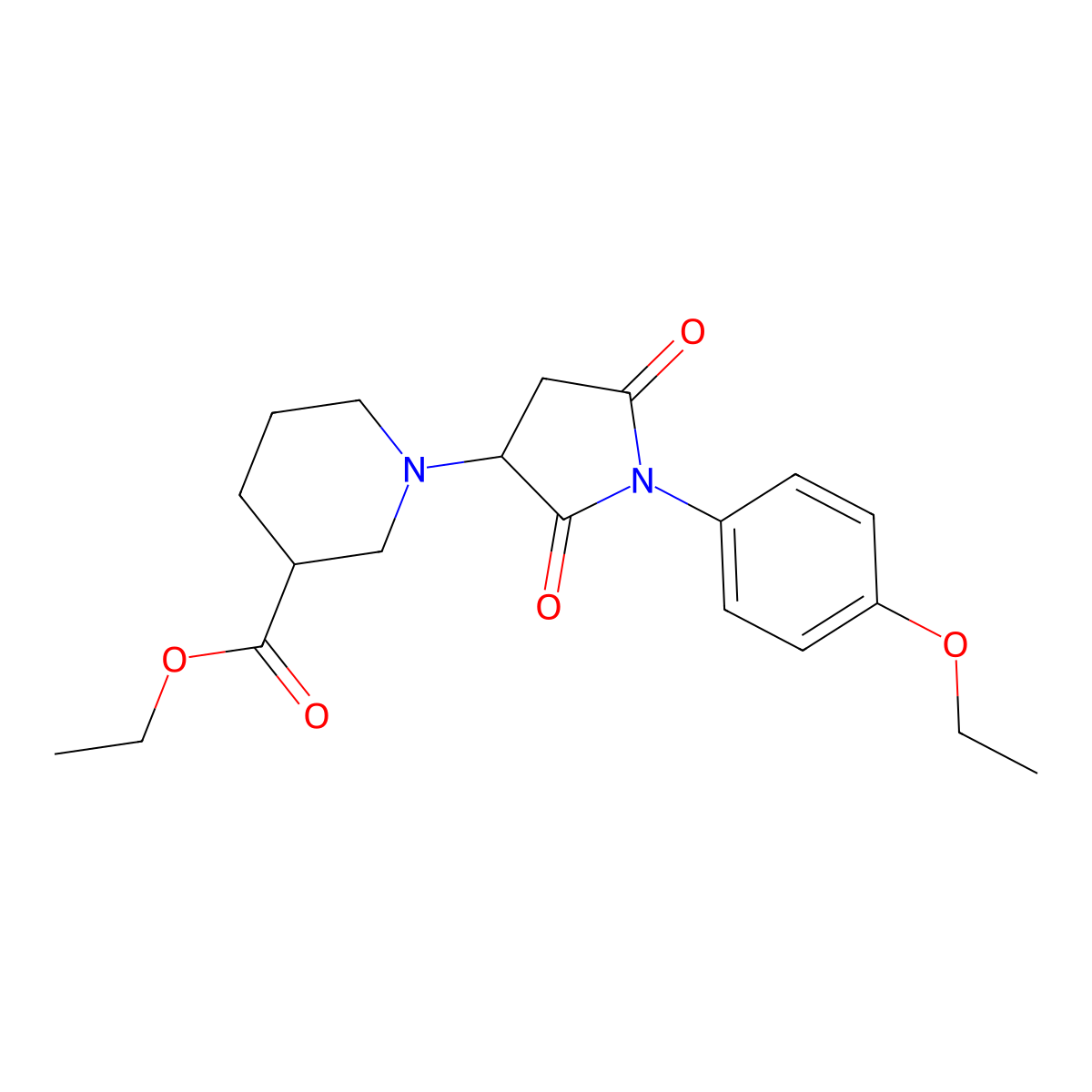Ethyl 1-[1-(4-ethoxyphenyl)-2,5-dioxopyrrolidin-3-yl]piperidine-3-carboxylate molecular structure, CAS 354789-21-2