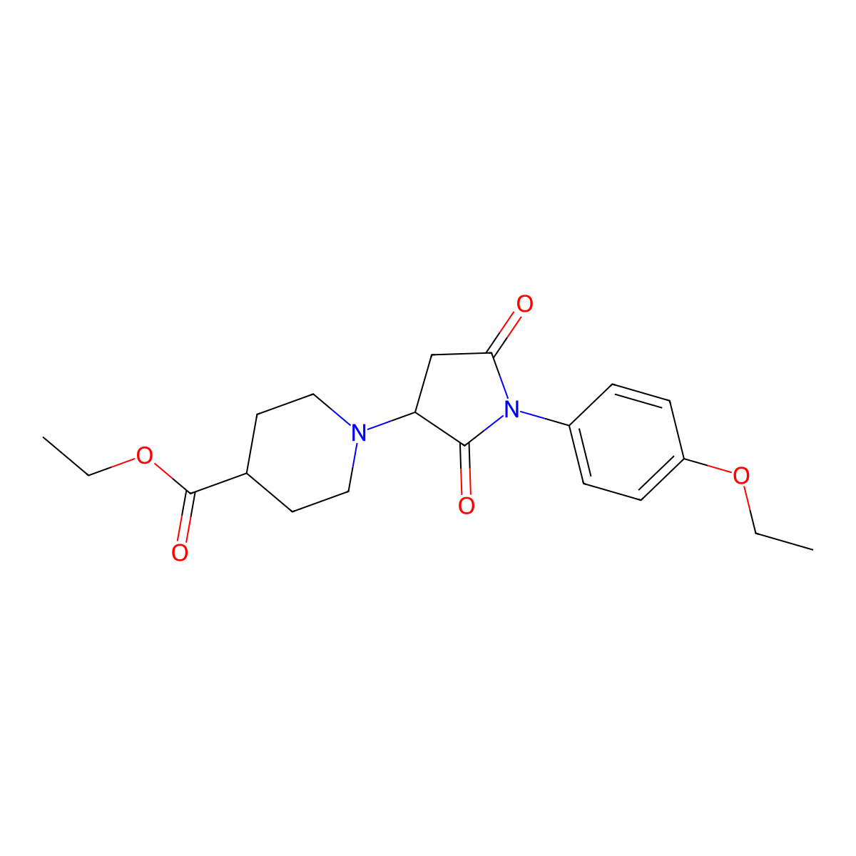 Ethyl 1-[1-(4-ethoxyphenyl)-2,5-dioxopyrrolidin-3-yl]piperidine-4-carboxylate molecular structure, CAS 354789-25-6