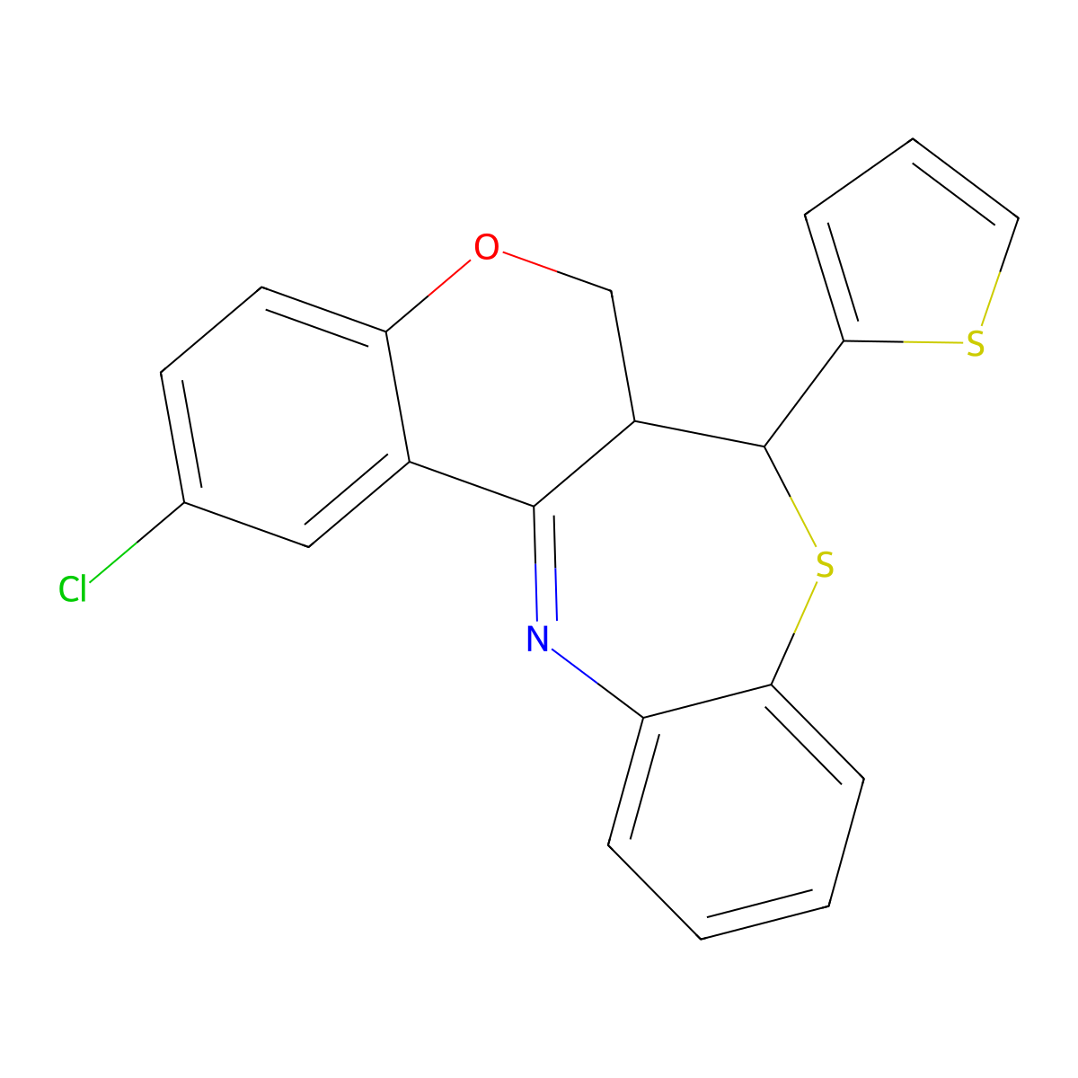 2-chloro-7-(2-thienyl)-6a,7-dihydro-6H-chromeno[3,4-c][1,5]benzothiazepine molecular structure, CAS 354789-69-8