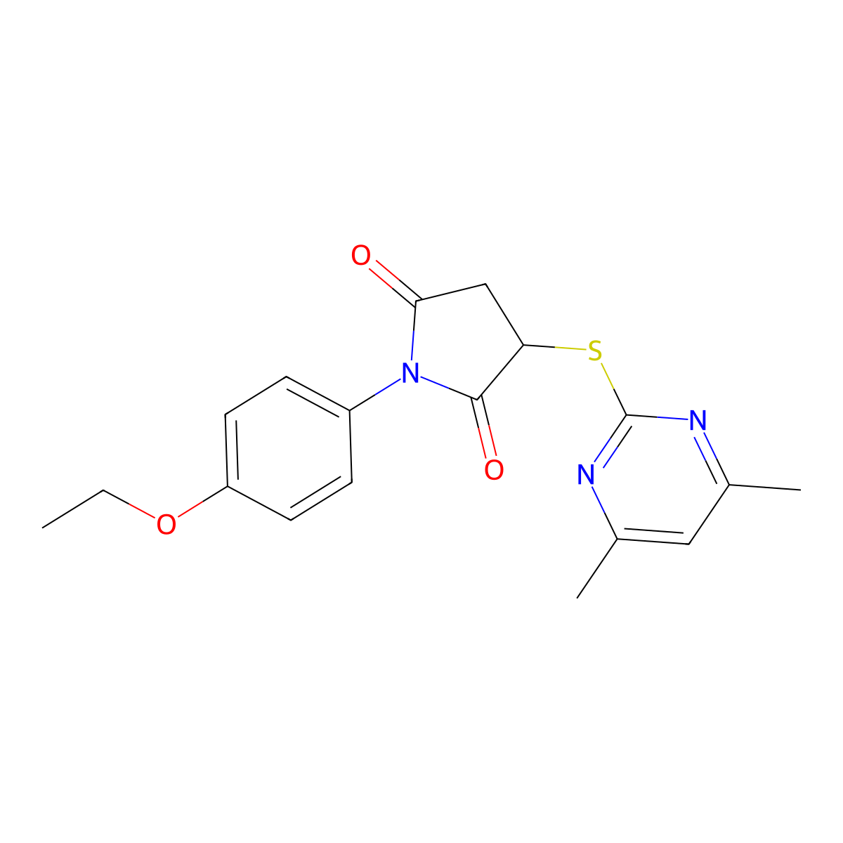 3-(4,6-Dimethylpyrimidin-2-yl)sulfanyl-1-(4-ethoxyphenyl)pyrrolidine-2,5-dione molecular structure, CAS 354790-90-2