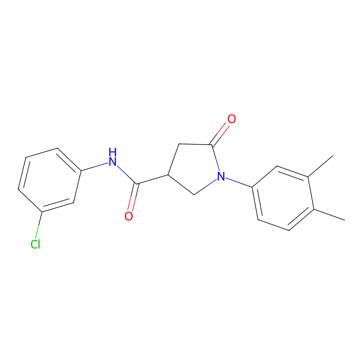 N-(3-chlorophenyl)-1-(3,4-dimethylphenyl)-5-oxopyrrolidine-3-carboxamide molecular structure, CAS 354791-50-7