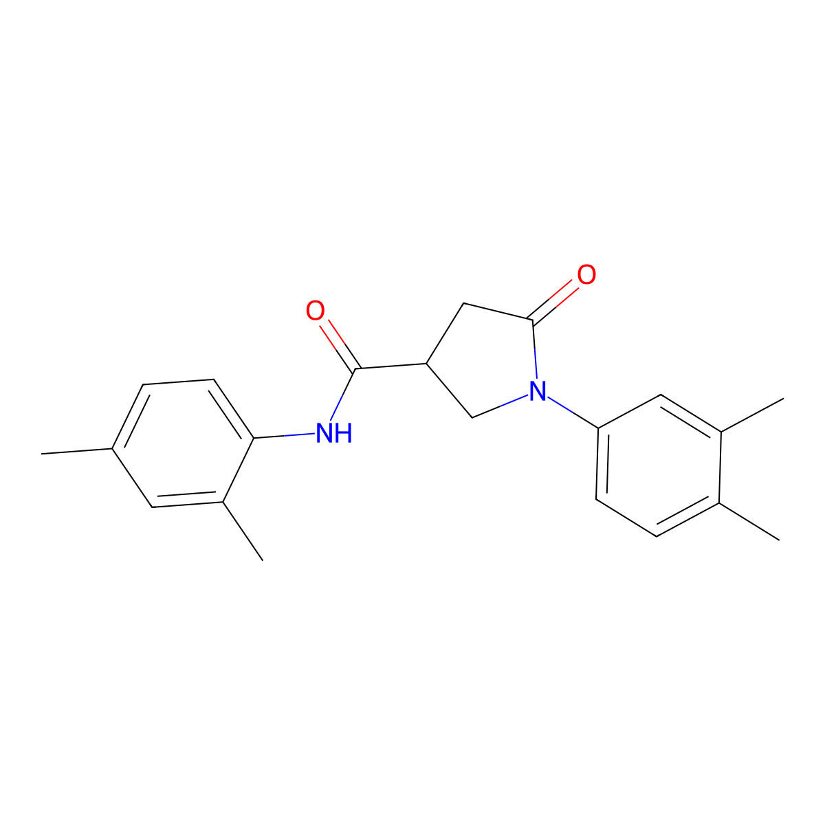 N-(2,4-dimethylphenyl)-1-(3,4-dimethylphenyl)-5-oxopyrrolidine-3-carboxamide molecular structure, CAS 354791-57-4