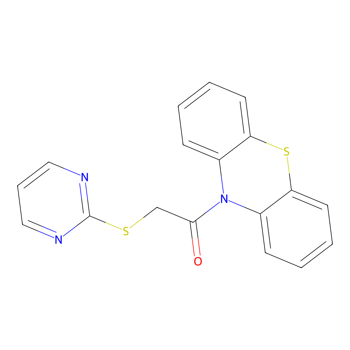 1-(10H-phenothiazin-10-yl)-2-(pyrimidin-2-ylsulfanyl)ethanone molecular structure, CAS 354792-10-2