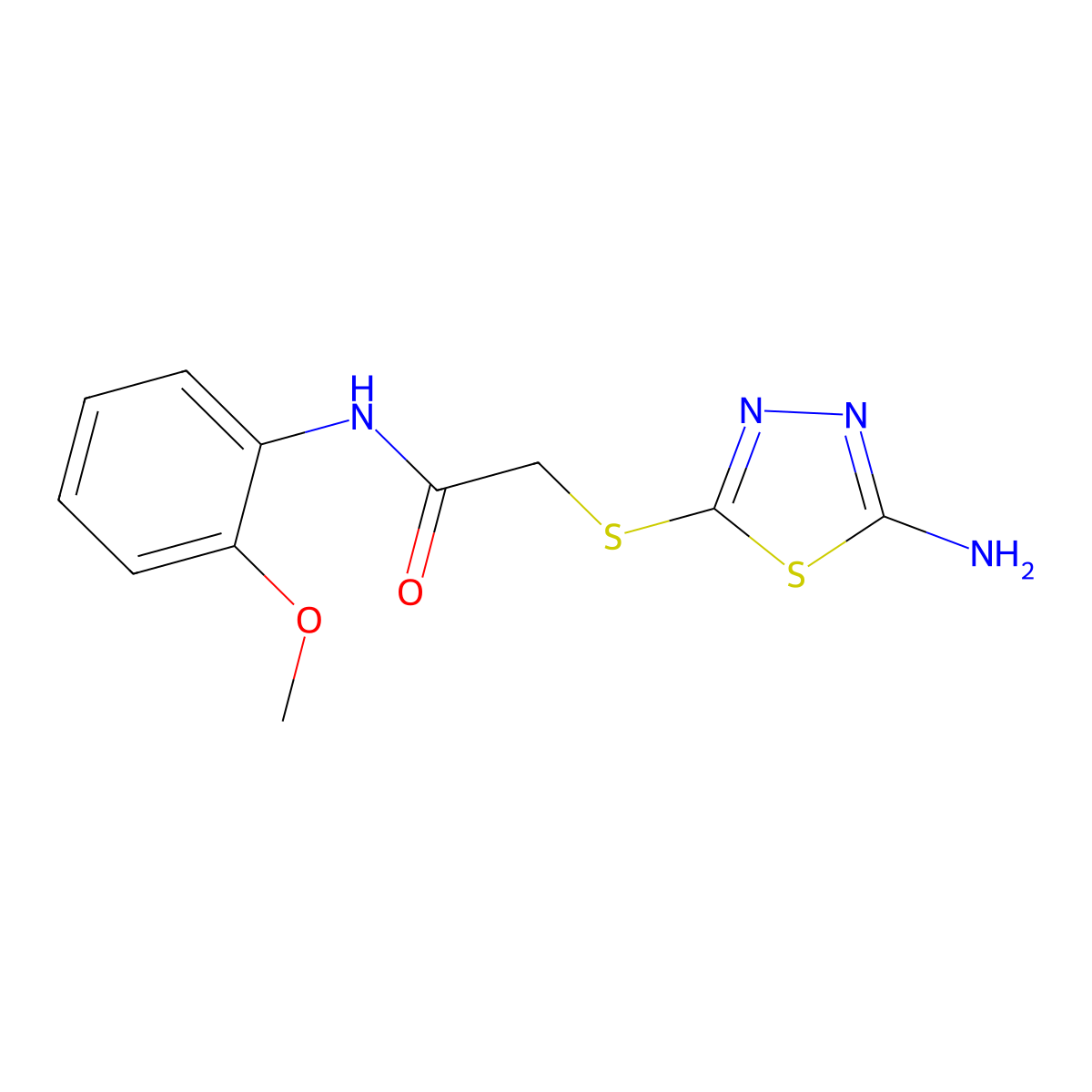 2-[(5-amino-1,3,4-thiadiazol-2-yl)sulfanyl]-N-(2-methoxyphenyl)acetamide molecular structure, CAS 354792-95-3