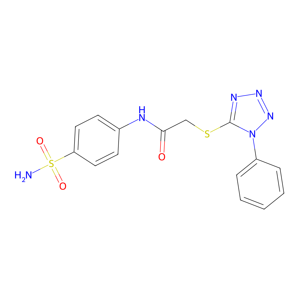 2-[(1-phenyl-1H-1,2,3,4-tetrazol-5-yl)sulfanyl]-N-(4-sulfamoylphenyl)acetamide molecular structure, CAS 354793-17-2