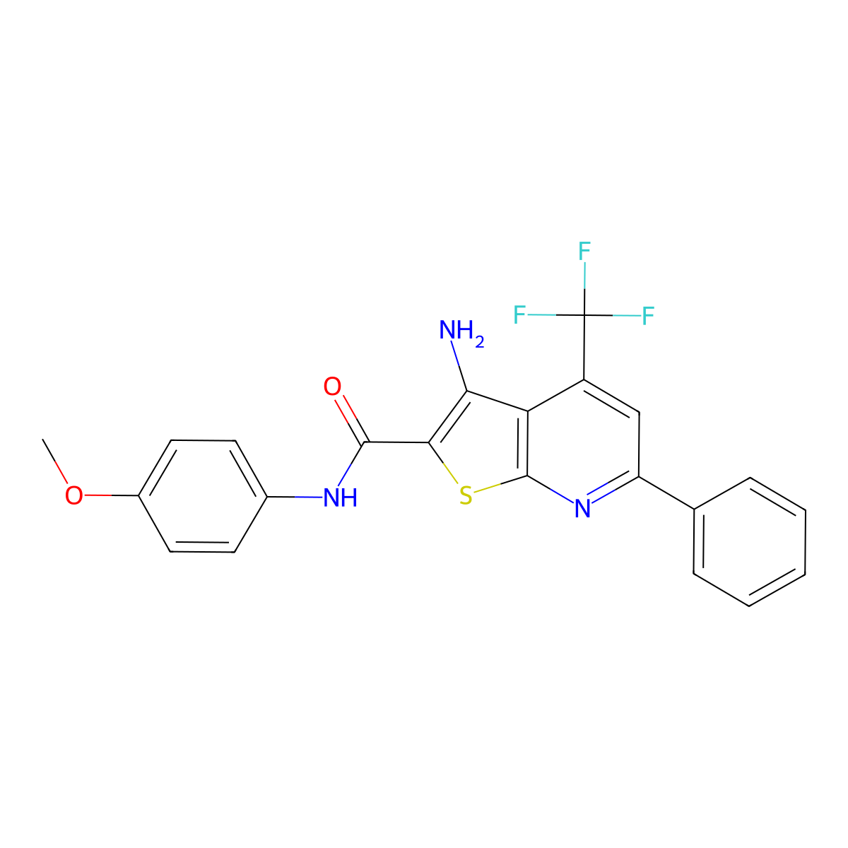 3-Amino-N-(4-meo-PH)-6-PH-4-(trifluoromethyl)thieno(2,3-B)pyridine-2-carboxamide molecular structure, CAS 354793-21-8