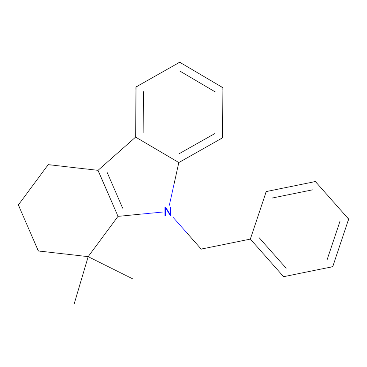 1H-Carbazole, 2,3,4,9-tetrahydro-1,1-dimethyl-9-(phenylmethyl)- molecular structure, CAS 354793-31-0