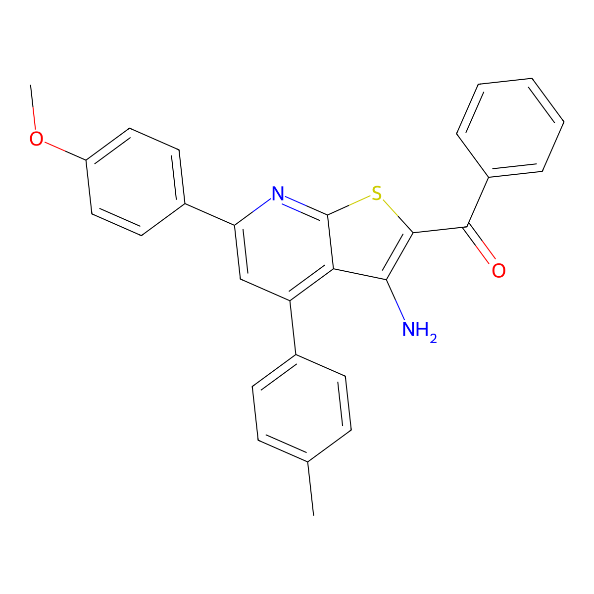 [3-Amino-6-(4-methoxyphenyl)-4-(4-methylphenyl)thieno[2,3-b]pyridin-2-yl]-phenylmethanone molecular structure, CAS 354793-34-3