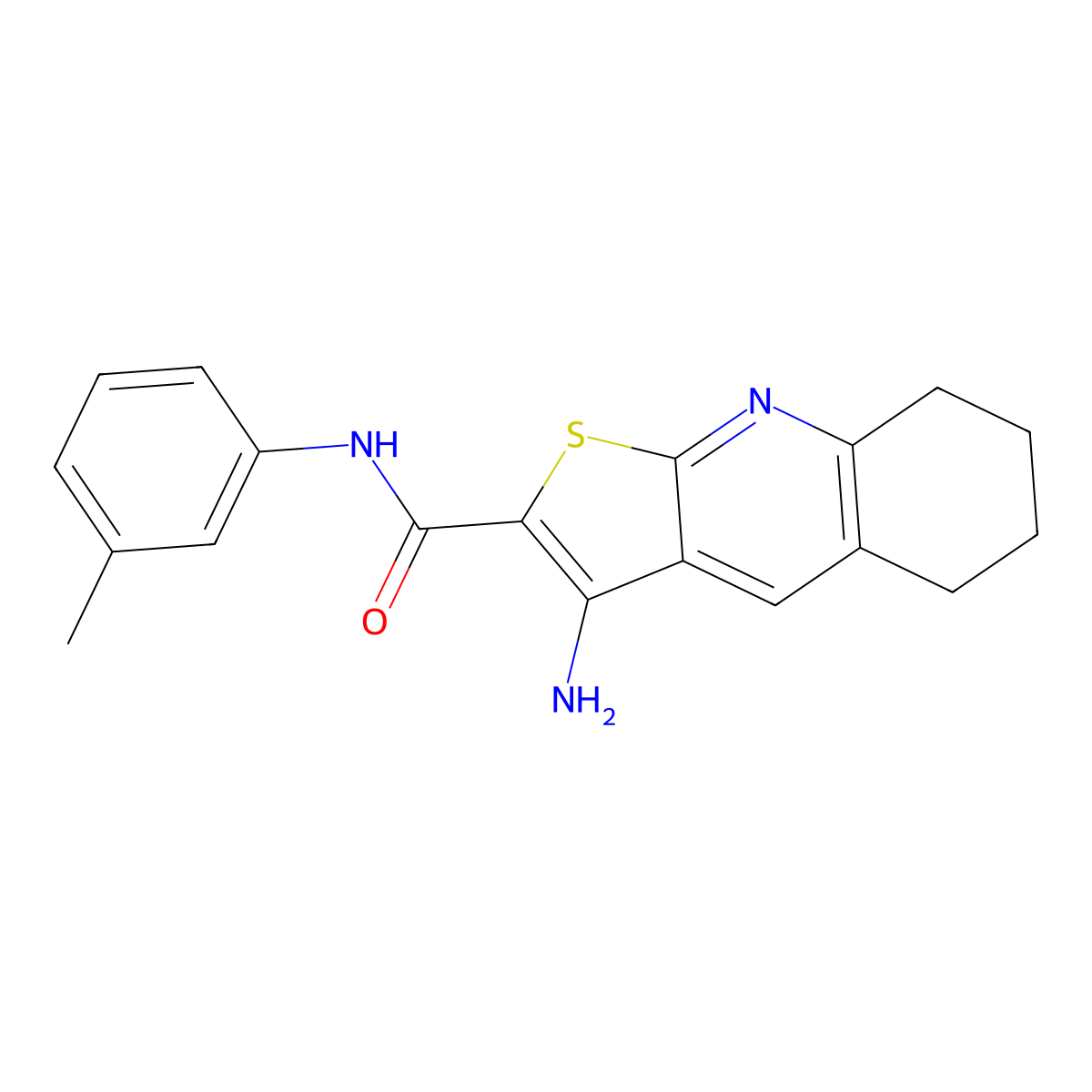 3-amino-N-(3-methylphenyl)-5,6,7,8-tetrahydrothieno[2,3-b]quinoline-2-carboxamide molecular structure, CAS 354793-63-8