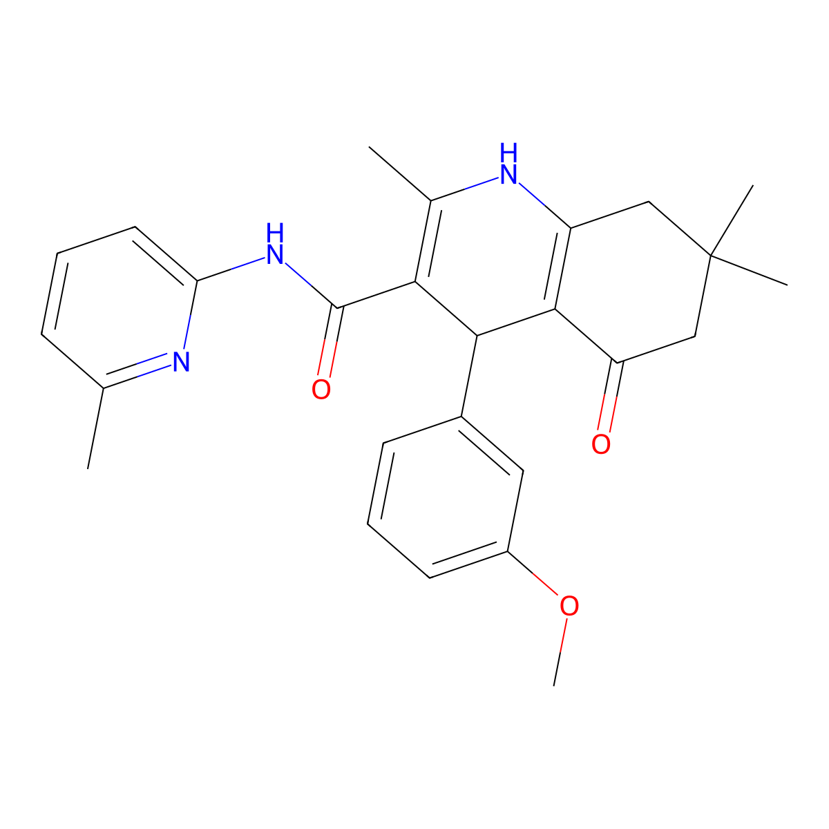 4-(3-Methoxyphenyl)-2,7,7-trimethyl-N-(6-methyl-2-pyridinyl)-5-oxo-1,4,5,6,7,8-hexahydro-3-quinolinecarboxamide molecular structure, CAS 354793-85-4