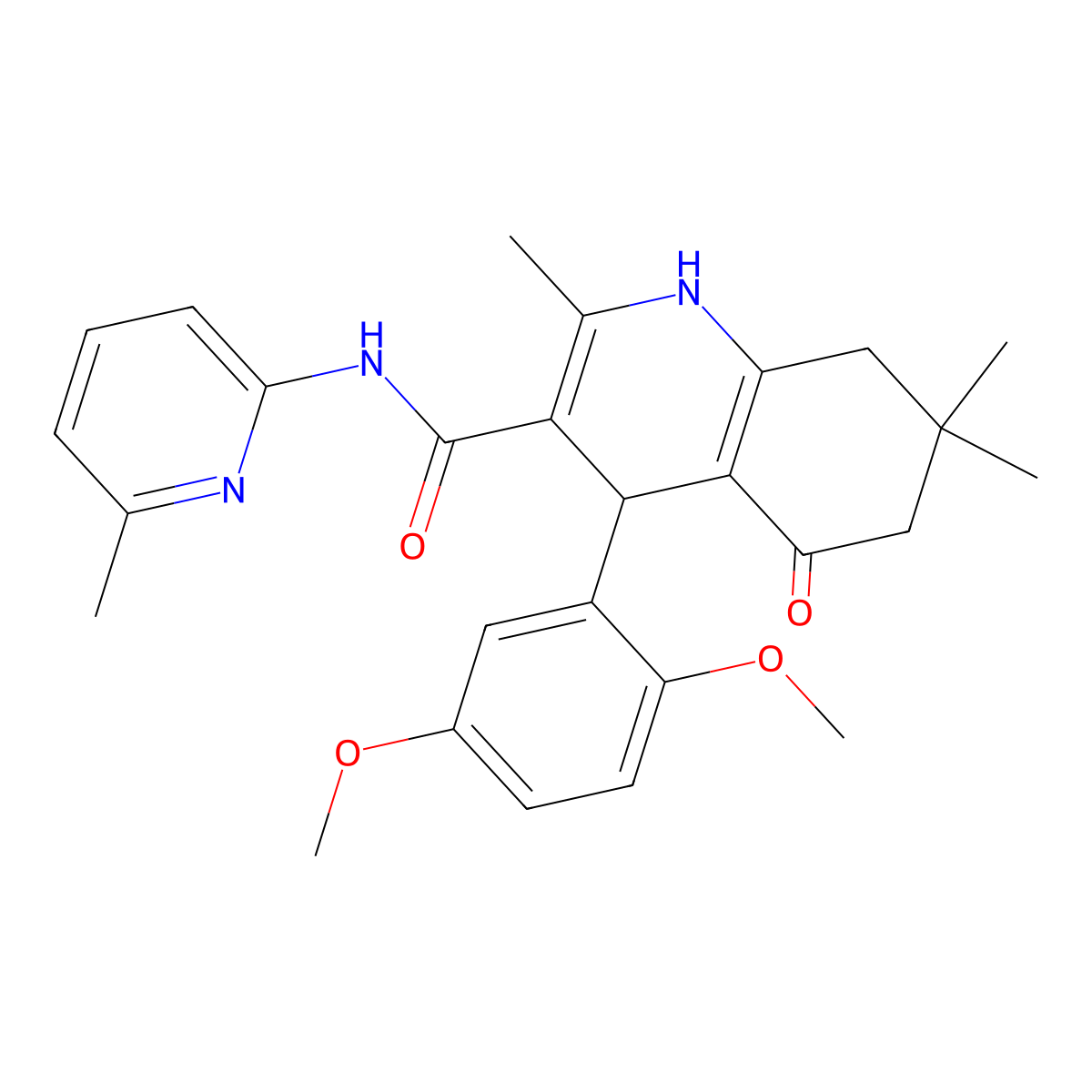 4-(2,5-Dimethoxyphenyl)-2,7,7-trimethyl-N-(6-methyl-2-pyridinyl)-5-oxo-1,4,5,6,7,8-hexahydro-3-quinolinecarboxamide molecular structure, CAS 354793-92-3