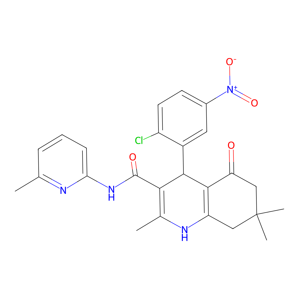 4-(2-Chloro-5-nitrophenyl)-2,7,7-trimethyl-N-(6-methyl-2-pyridinyl)-5-oxo-1,4,5,6,7,8-hexahydro-3-quinolinecarboxamide molecular structure, CAS 354794-05-1